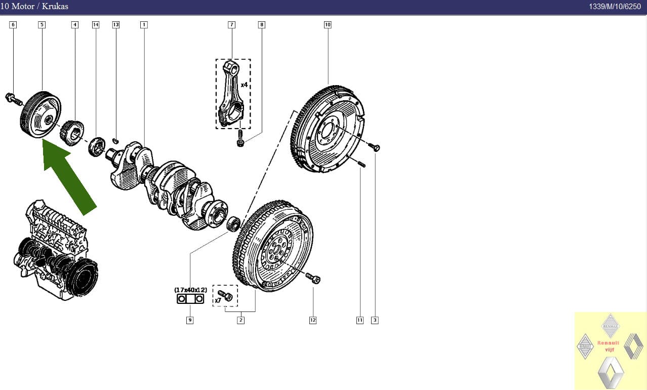 Krukas poelie F9Q Renault Laguna I, II of Trafic II. - Afbeelding 4