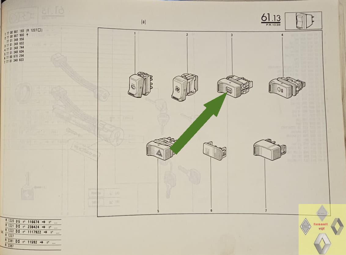 Gebruikte schakelaar kachel ventilator Renault 4, 5, 14 of 18. - Afbeelding 4
