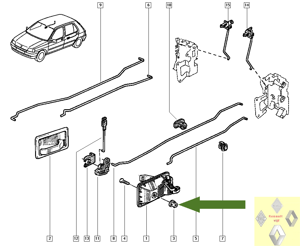 Kooimoer M6 Renault 9, 11, 19, 12, Clio I/II/III, Espace III/IV, Express, Kangoo, Laguna I/II, Modus, Megane I/II, Super 5, Safrane, Trafic I/II of Twingo I. - Afbeelding 3