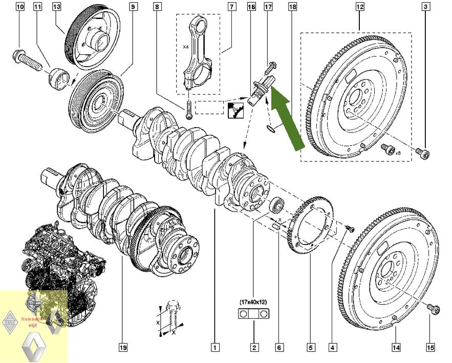 Krukas sensor 2.0 Dci dieselmotor Renault Espace IV, Koleos I/II, Laguna II/III, Megane II/III, Master III, Scenic II/III, Trafic II of Vel Satis, Nissan Primastar (X83), Qashqai (J10), X-Trail (T31) - Afbeelding 4