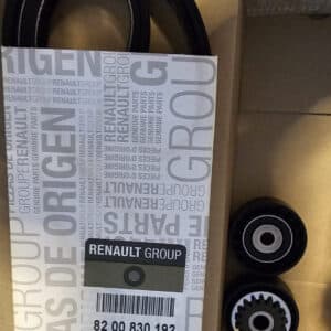 Multiriem set D4F 1.2 benzine motor met airco Renault Clio II/III, Kangoo, Modus of Twingo I, Dacia Logan I/II of Sandero I/II.