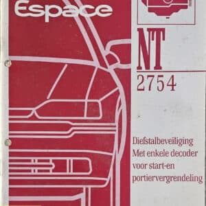 Boek werkplaatshandboek diefstalbeveiliging NT2754 Renault Espace III.