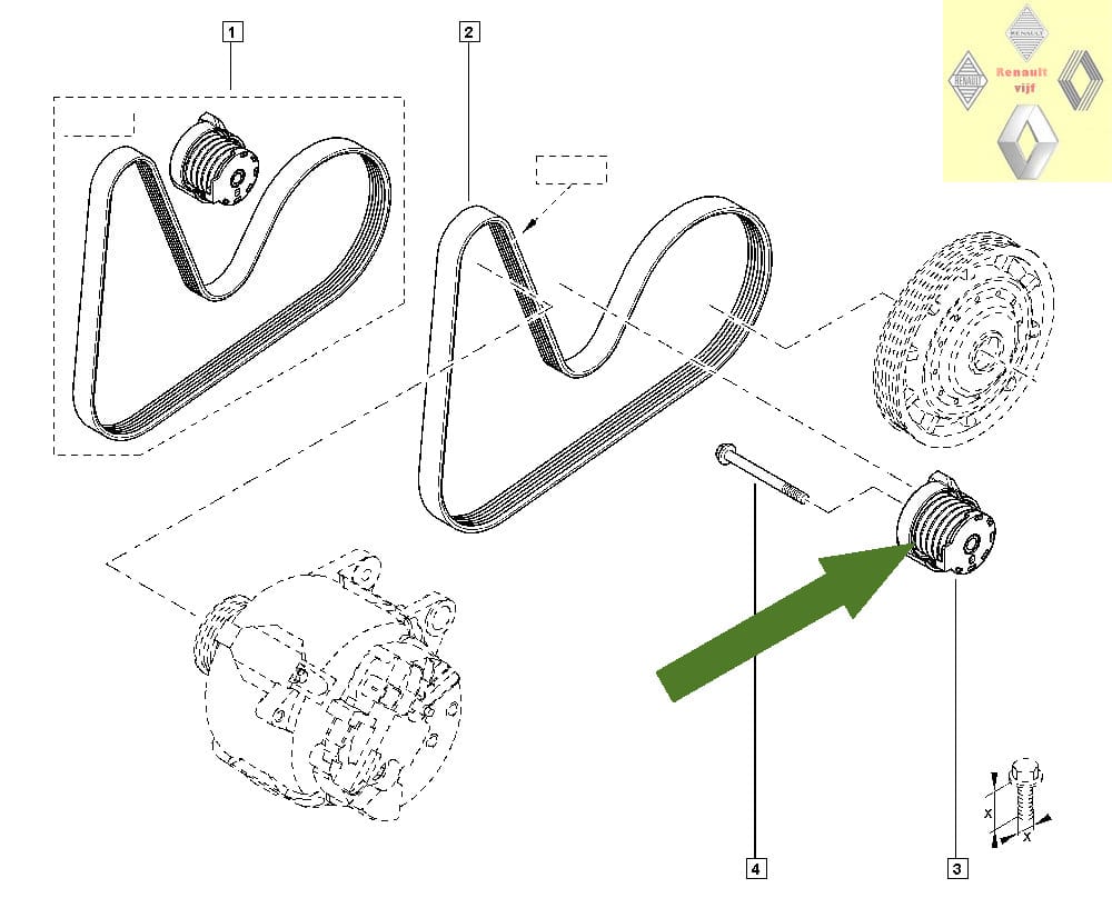 Riemspanner K9K (1.5) Diesel motor Renault Clio II/III/IV, Kangoo, Laguna III, Megane II/III, Scenic II/III/IV of Twingo II, Nissan Almera (N16), Kubistar (X76), Micra (K12), Note (N12), Qashqai (J10, J11) - Afbeelding 4