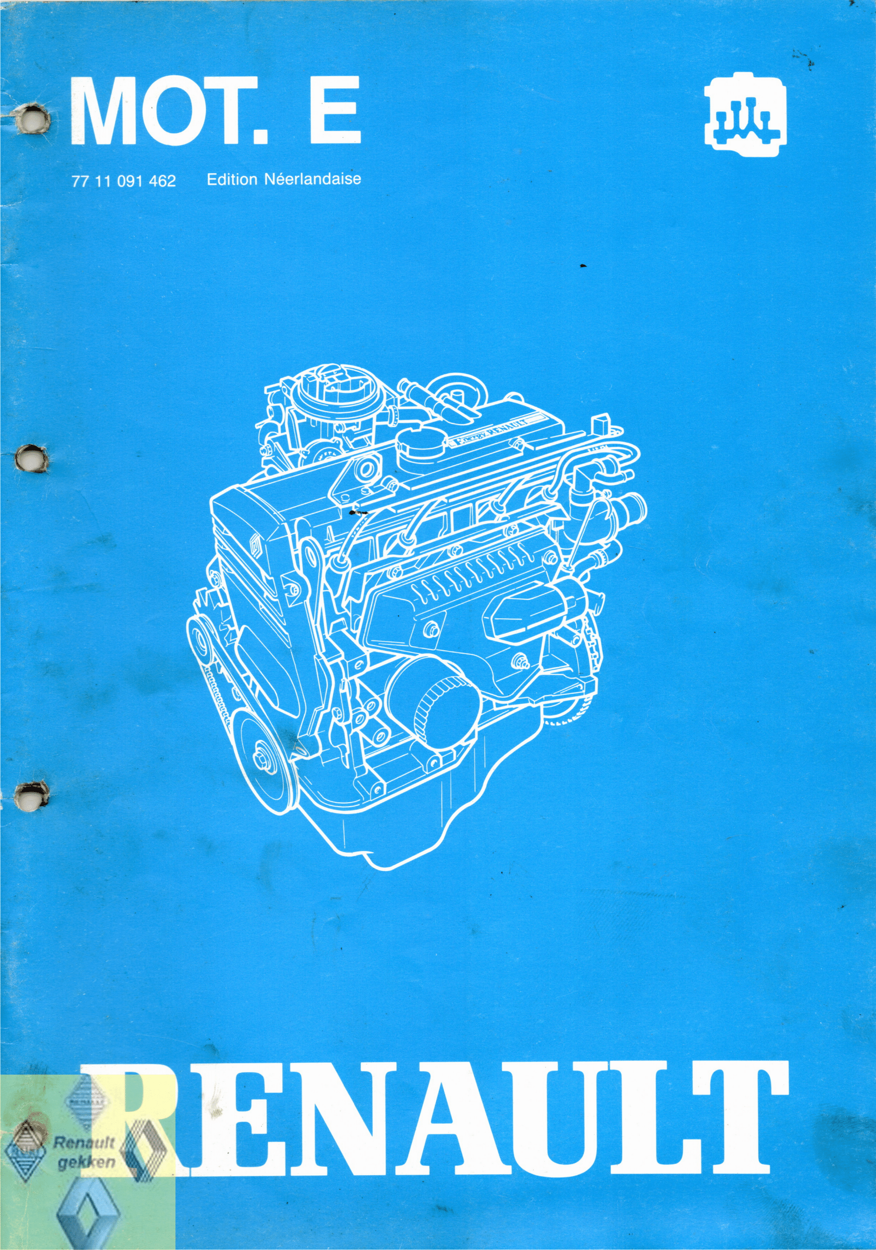 Gebruikt werkplaatshandboek MOT E benzine Renault 19, Clio I.