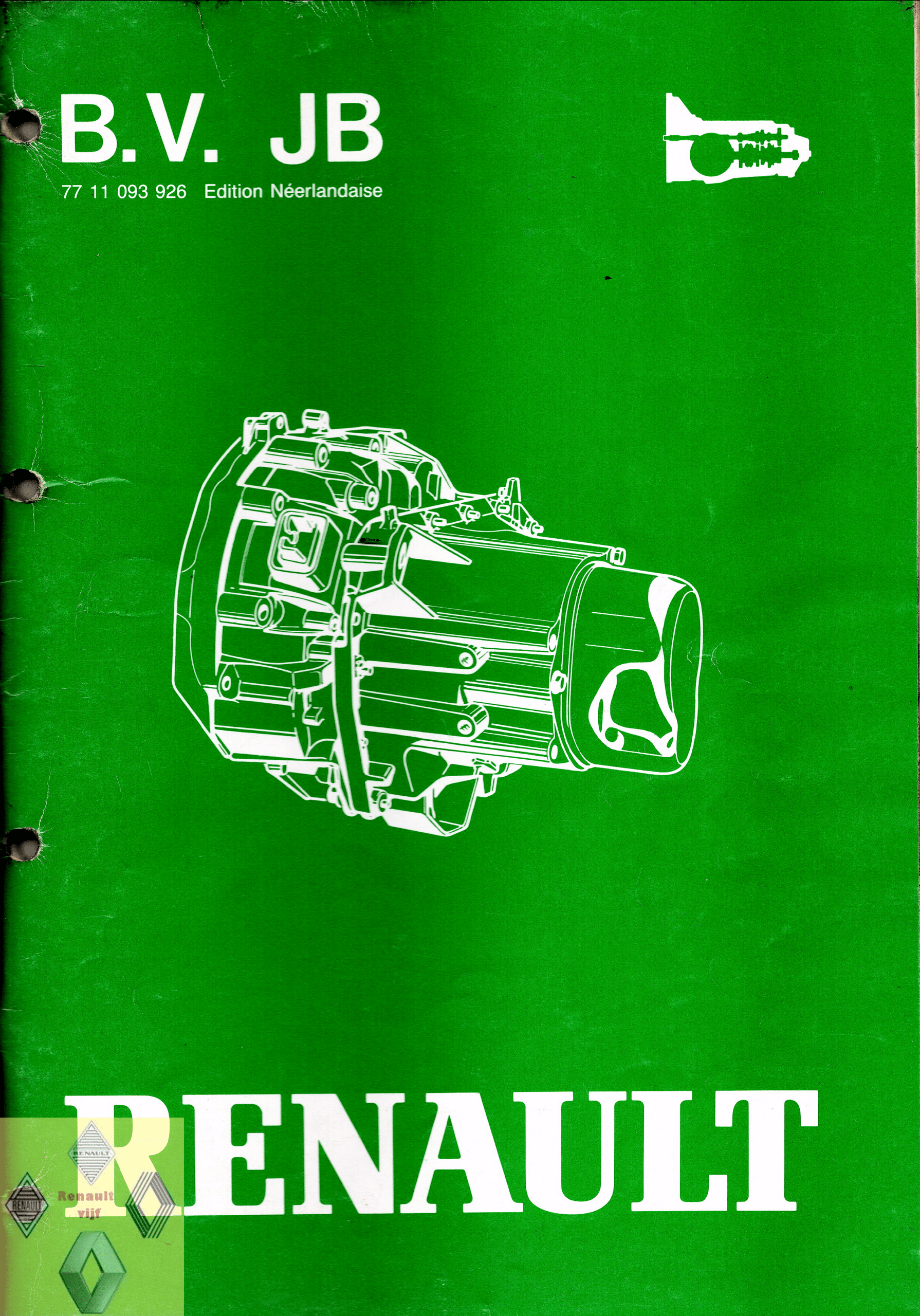 Gebruikt werkplaatshandboek versnellingsbak JB Renault 9, 11, 19, 21, Clio I, Express of Super 5.
